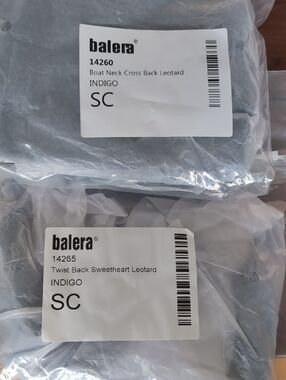 TWO Balera girls Dance Leotards, both NWT, Size Small, Indigo Color